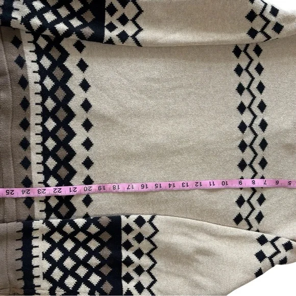 CJ Banks Women’s 1X Cotton Zip Cardigan Sweater Tan Black Moose Nordic Fair Isle - Picture 8 of 10